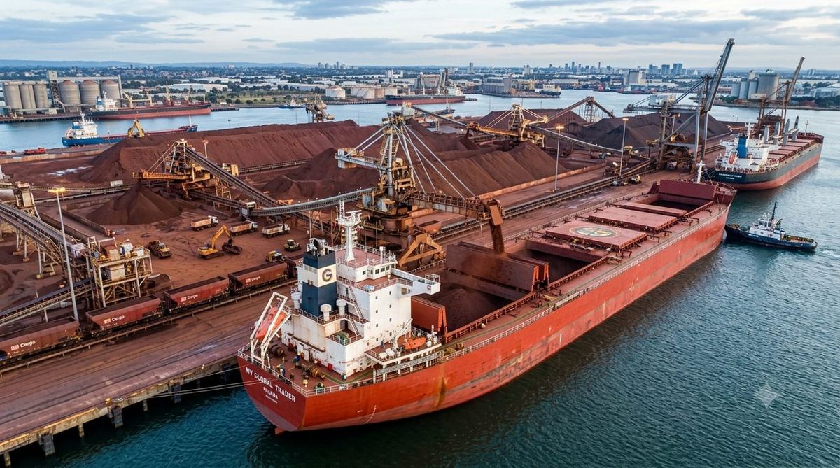 Bulk commodity cargo at port