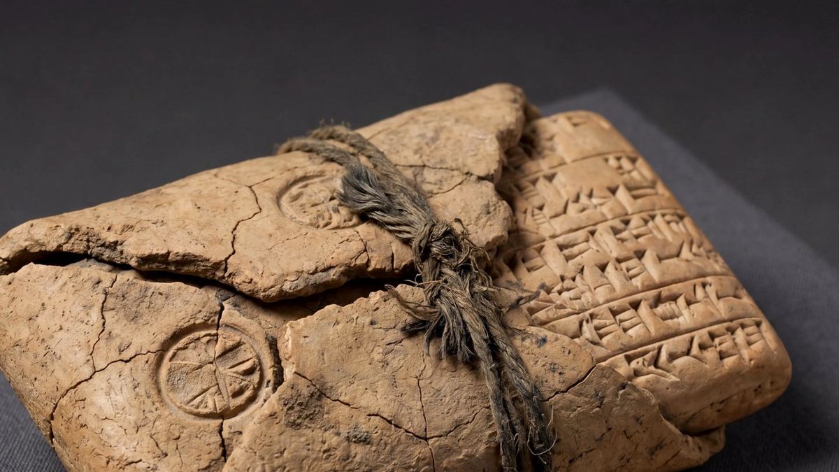 Mesopotamian cuneiform tablet and envelope